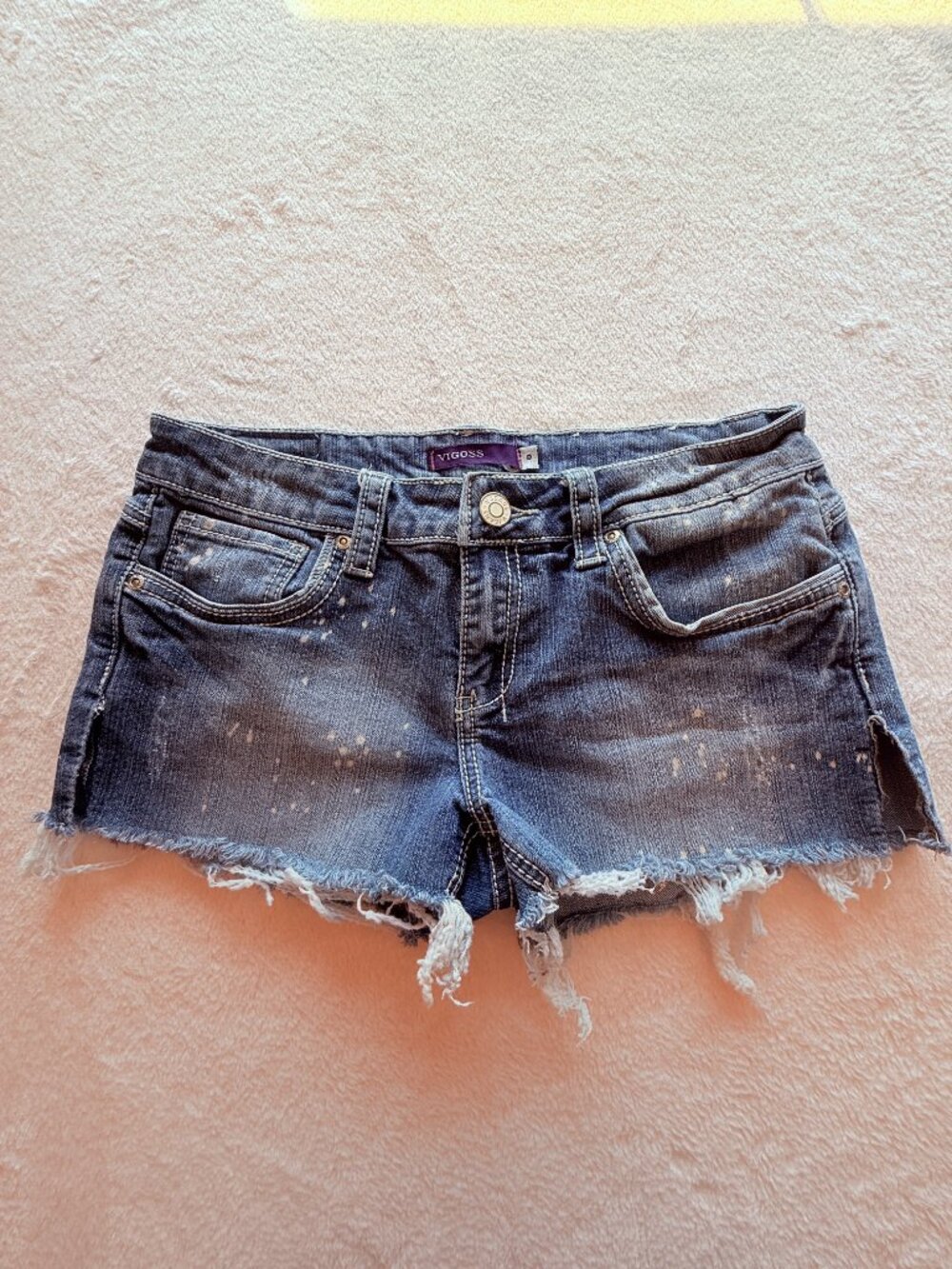 Vigoss Distressed Denim Cutoffs Flap Pockets Womens Size 9 Indie Sleaze Cowgirl